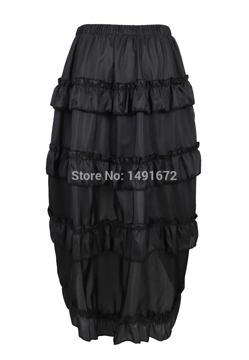 Women Skirt Fashion Sexy Slim Long High Low Shirring Pleated Corset Bustier With Skirts Steampunk Gothic Punk Vintage Plus Size