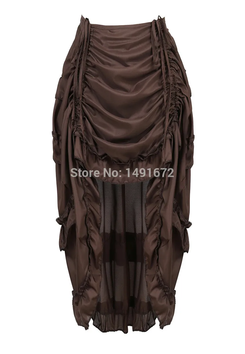 Women Skirt Fashion Sexy Slim Long High Low Shirring Pleated Corset Bustier With Skirts Steampunk Gothic Punk Vintage Plus Size