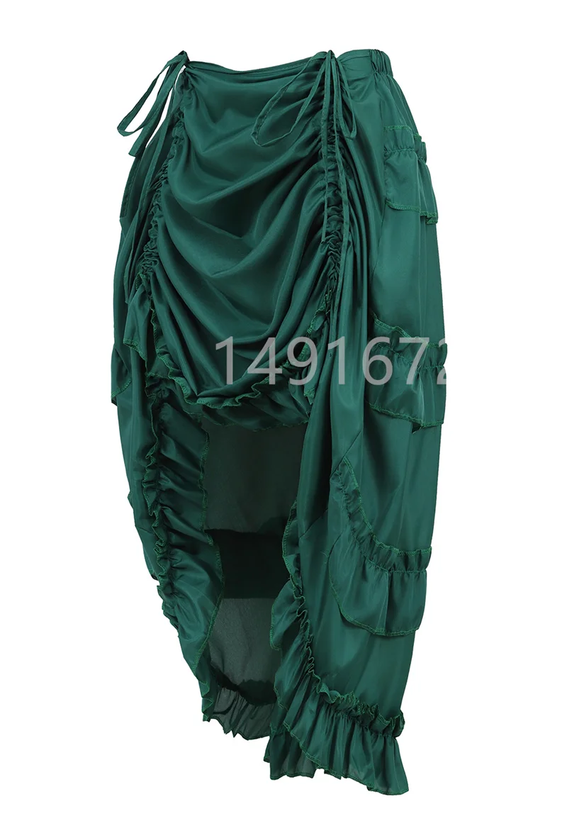 Women Skirt Fashion Sexy Slim Long High Low Shirring Pleated Corset Bustier With Skirts Steampunk Gothic Punk Vintage Plus Size