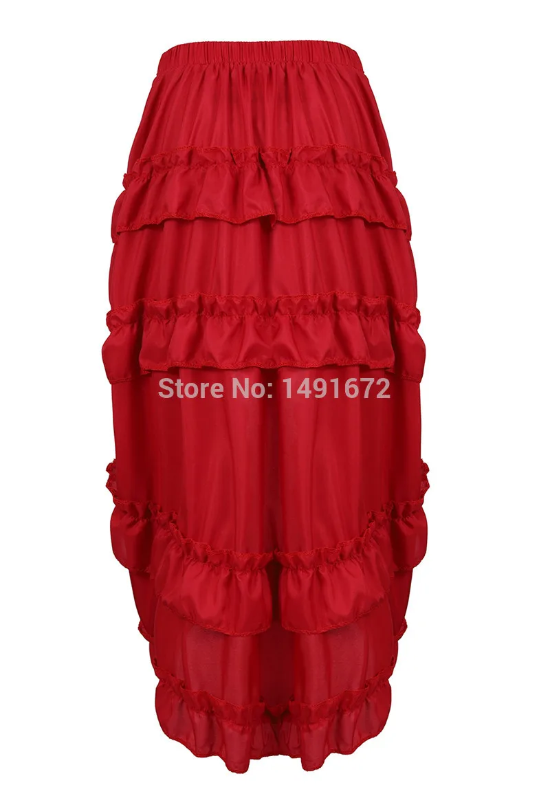 Women Skirt Fashion Sexy Slim Long High Low Shirring Pleated Corset Bustier With Skirts Steampunk Gothic Punk Vintage Plus Size