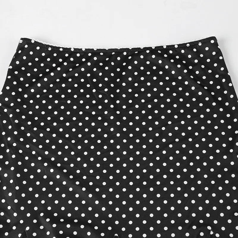 Women's Midi Skirts Dot Print Low Waist Skirts Spring Summer Casual Skirts 2025 Fashion Casual Elegant Clothes