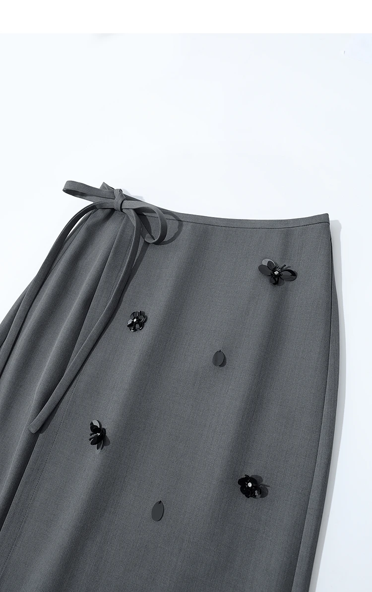 Amii Women's Skirt 2026 Autumn New Office Lady Anti-wrinkle Nail Flower Midi Skirt Elegant Versatile Women's Clothing 12621008