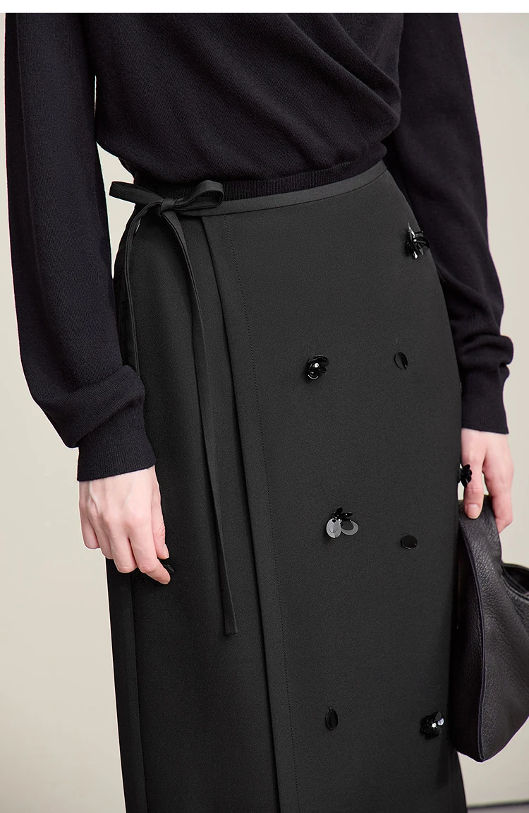 Amii Women's Skirt 2026 Autumn New Office Lady Anti-wrinkle Nail Flower Midi Skirt Elegant Versatile Women's Clothing 12621008