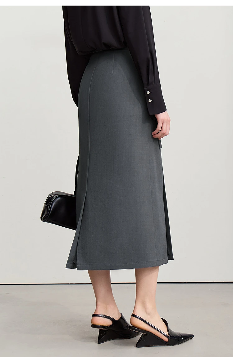 Amii Women's Skirt 2026 Autumn New Office Lady Anti-wrinkle Nail Flower Midi Skirt Elegant Versatile Women's Clothing 12621008