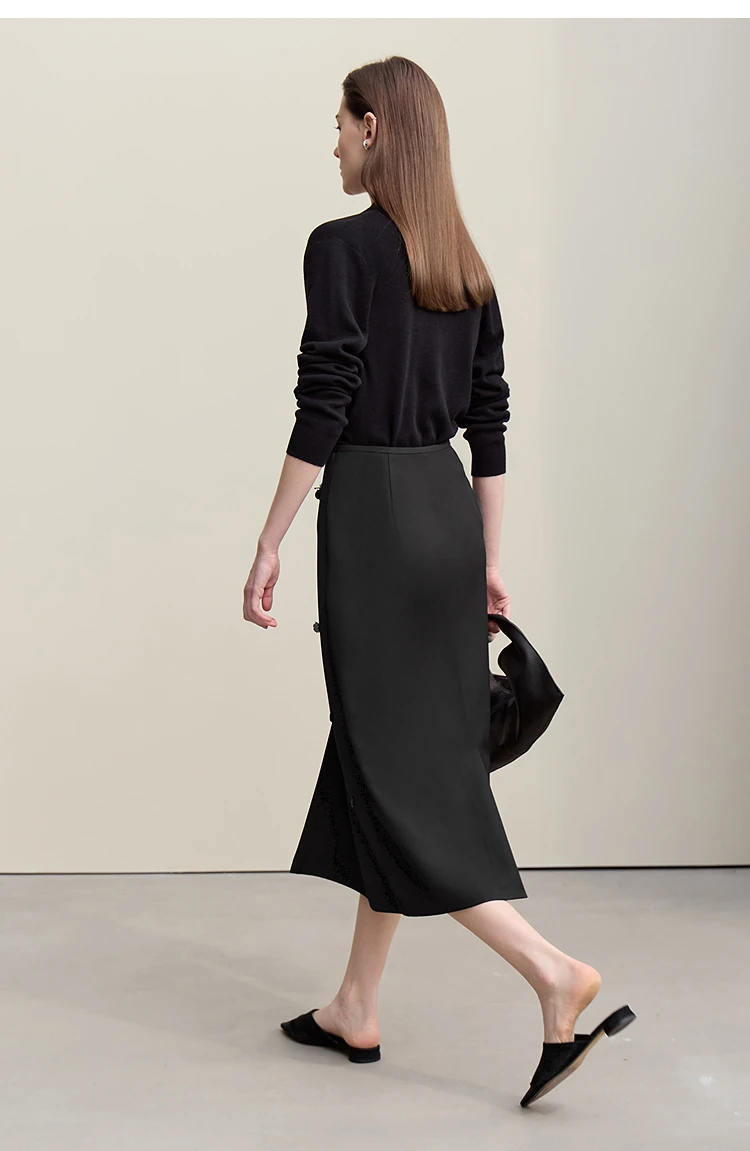 Amii Women's Skirt 2026 Autumn New Office Lady Anti-wrinkle Nail Flower Midi Skirt Elegant Versatile Women's Clothing 12621008