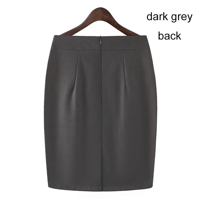 Knee Length Work Office High Waist Skirt Women Summer Vintage Formal OL Skirt Pocket Female Black Grey Bodycon Business Skirt