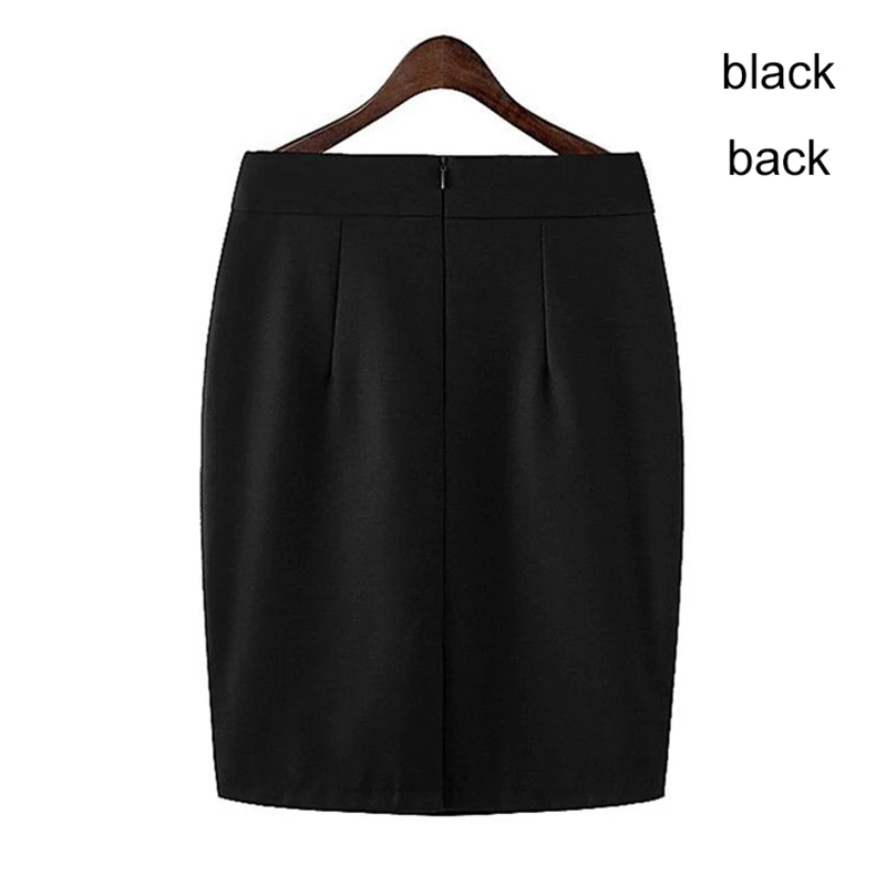 Knee Length Work Office High Waist Skirt Women Summer Vintage Formal OL Skirt Pocket Female Black Grey Bodycon Business Skirt