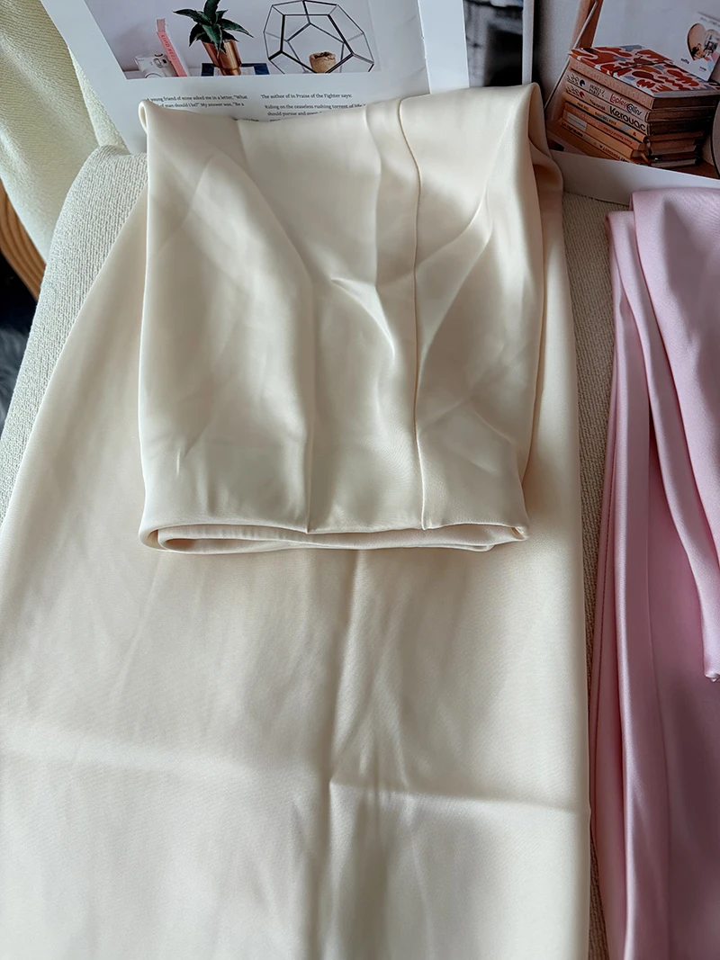 38 Colors Women's Summer Elegant Satin Long Skirts 2026 New Female Solid Color High Waist Fashion Faldas
