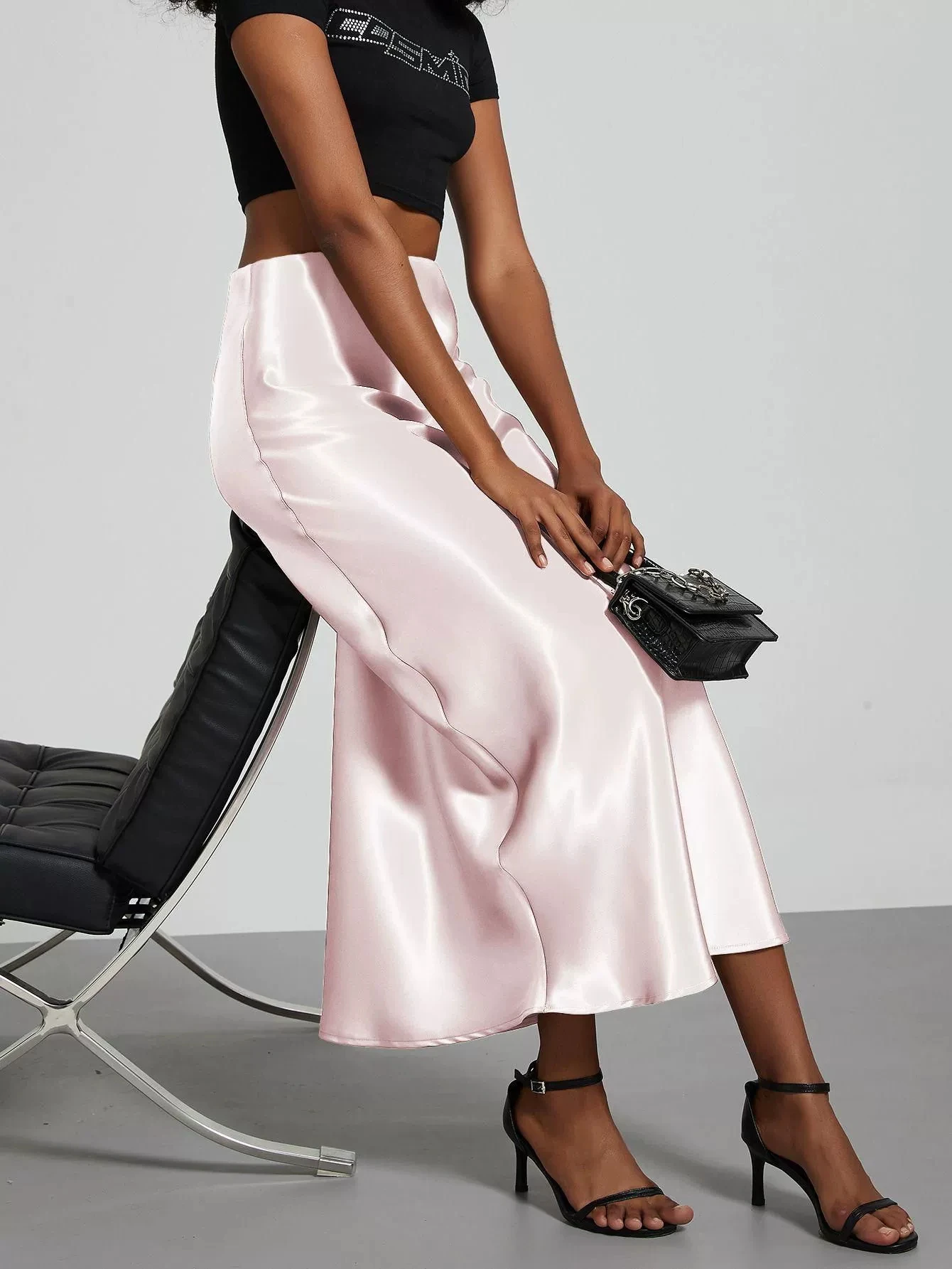 38 Colors Women's Summer Elegant Satin Long Skirts 2026 New Female Solid Color High Waist Fashion Faldas