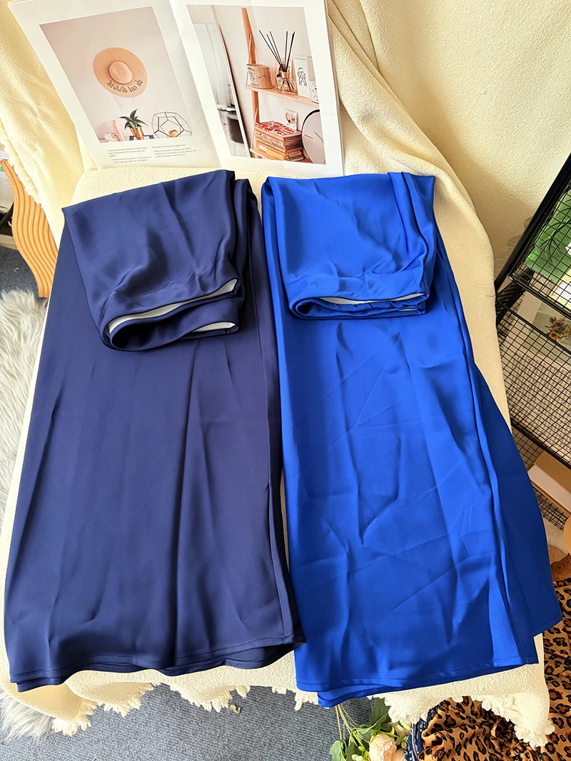 38 Colors Women's Summer Elegant Satin Long Skirts 2026 New Female Solid Color High Waist Fashion Faldas