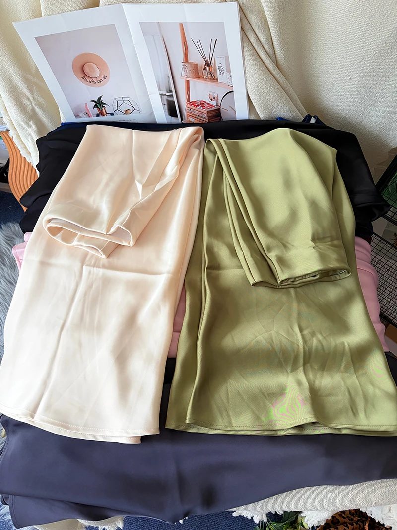 38 Colors Women's Summer Elegant Satin Long Skirts 2026 New Female Solid Color High Waist Fashion Faldas