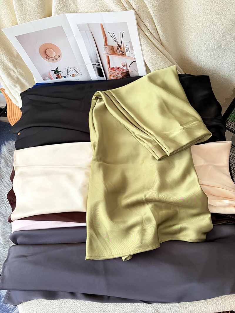 38 Colors Women's Summer Elegant Satin Long Skirts 2026 New Female Solid Color High Waist Fashion Faldas