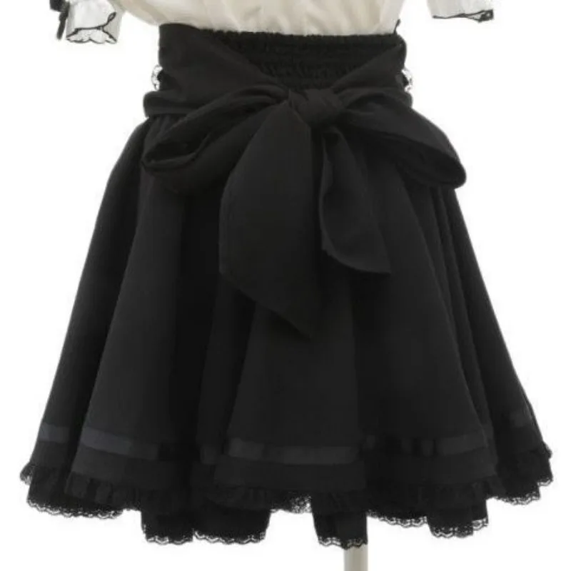 Lolita Style Sweet Women Skirt Japanese Fashion Jupe 2025 Faldas Mujer De Moda Bandage Bow Patchwork Lace Cute Y2k Skirts 63b343