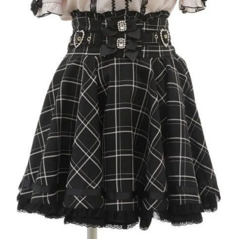 Lolita Style Sweet Women Skirt Japanese Fashion Jupe 2025 Faldas Mujer De Moda Bandage Bow Patchwork Lace Cute Y2k Skirts 63b343