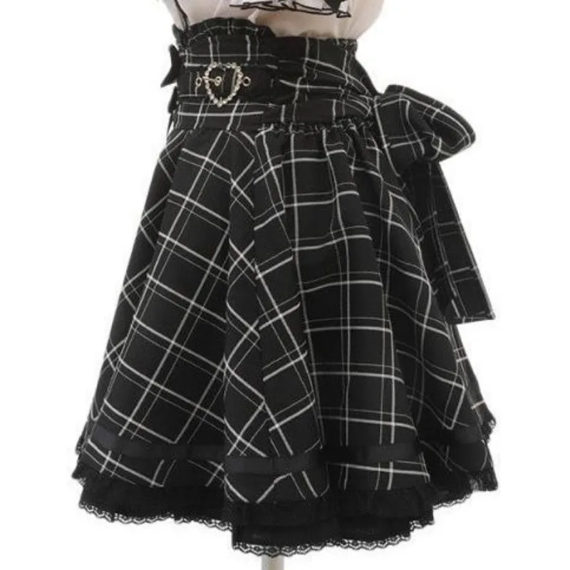 Lolita Style Sweet Women Skirt Japanese Fashion Jupe 2025 Faldas Mujer De Moda Bandage Bow Patchwork Lace Cute Y2k Skirts 63b343