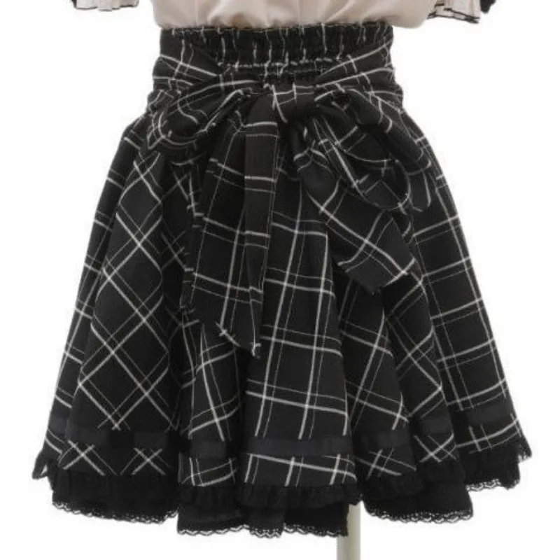 Lolita Style Sweet Women Skirt Japanese Fashion Jupe 2025 Faldas Mujer De Moda Bandage Bow Patchwork Lace Cute Y2k Skirts 63b343