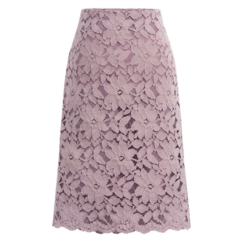 2026 New Women's Pink Skirt, Summer Lace Elegant Office Skirts Pencil Bandage Skirt for Women Skirts Knee-length High Waist