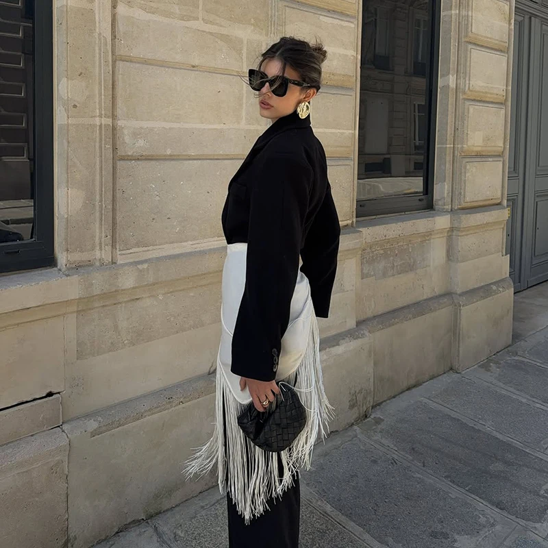 Street Tassels Lace Up Women's Mini Skirt High Waist Irregular Hem Female Skirts 2026 Autumn Lady All-match Accessories