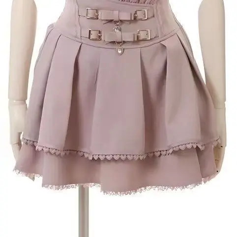 Japanese Lolita Y2k Lace Layered Skirt Women Anime High Waist Chic Ruffle Cake Skirt Kawaii Harajuku Sweet Mini Skirt