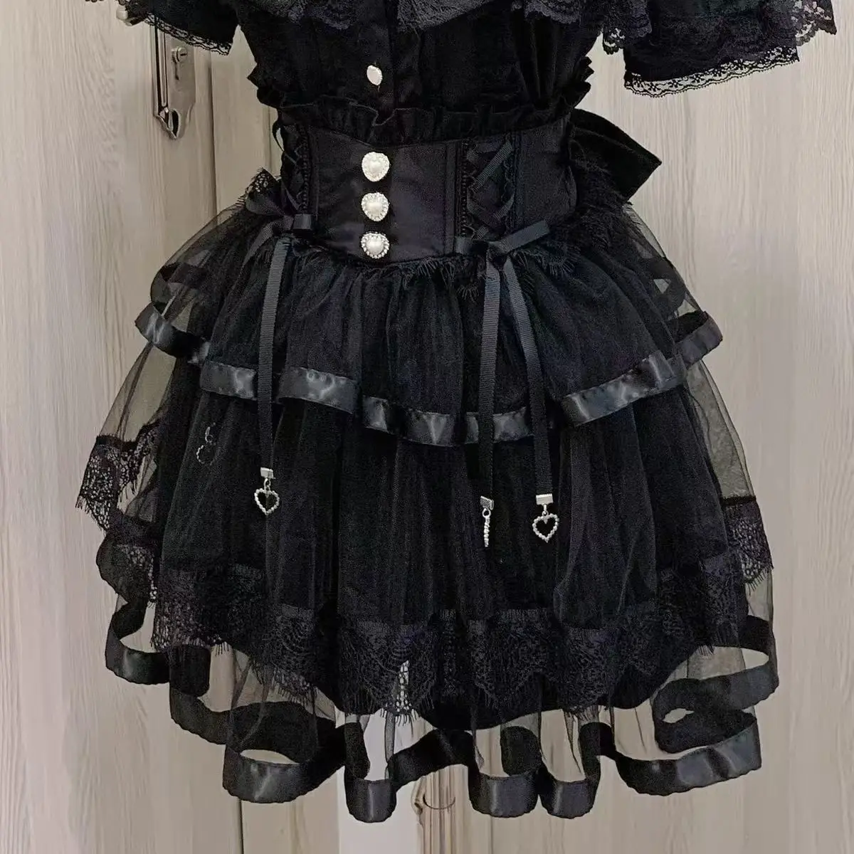 Japanese Lolita Y2k Lace Layered Skirt Women Anime High Waist Chic Ruffle Cake Skirt Kawaii Harajuku Sweet Mini Skirt