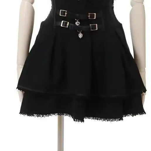 Japanese Lolita Y2k Lace Layered Skirt Women Anime High Waist Chic Ruffle Cake Skirt Kawaii Harajuku Sweet Mini Skirt