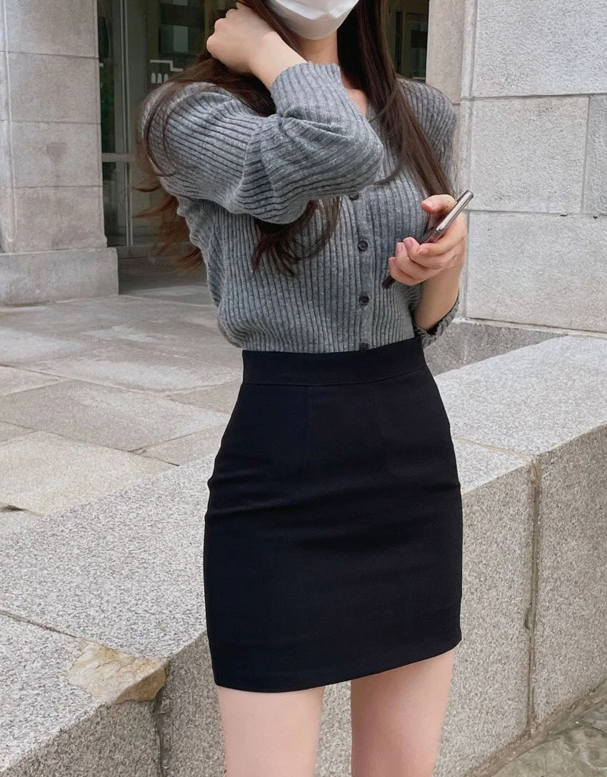Midi Womens Skirt Suit with Skirts for Women Tight Wrap Grey Formal Office Vintage New In Premium Y2k Aesthetic Luxury Clothing