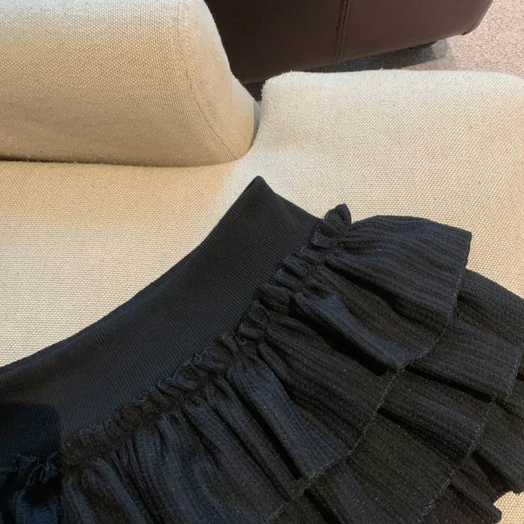 Sweet Puffy White Mini Skirt for Women Korean Harajuku Style Ruched Ruffle Skirts Woman Casual Campus Elastic Waist A-line Skirt