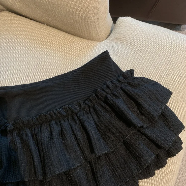 Sweet Puffy White Mini Skirt for Women Korean Harajuku Style Ruched Ruffle Skirts Woman Casual Campus Elastic Waist A-line Skirt
