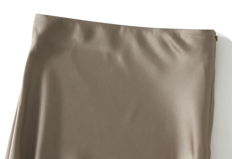 New In 2026 Women Spring Autumn Luxury Satin Long Skirts Female Elegant Office Lady High Waist Solid Color Faldas