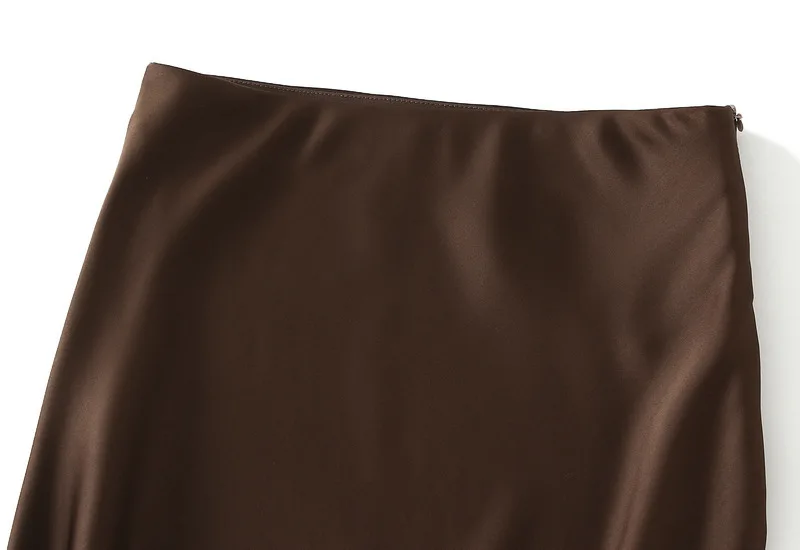 New In 2026 Women Spring Autumn Luxury Satin Long Skirts Female Elegant Office Lady High Waist Solid Color Faldas