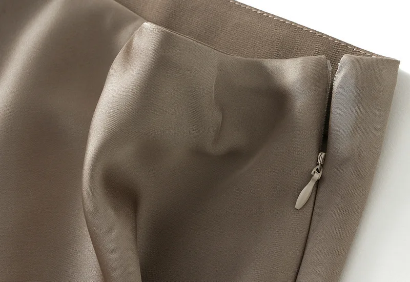 New In 2026 Women Spring Autumn Luxury Satin Long Skirts Female Elegant Office Lady High Waist Solid Color Faldas