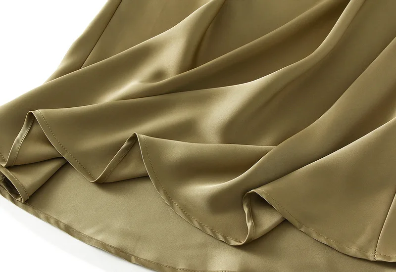 New In 2026 Women Spring Autumn Luxury Satin Long Skirts Female Elegant Office Lady High Waist Solid Color Faldas