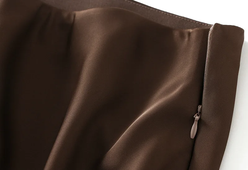 New In 2026 Women Spring Autumn Luxury Satin Long Skirts Female Elegant Office Lady High Waist Solid Color Faldas