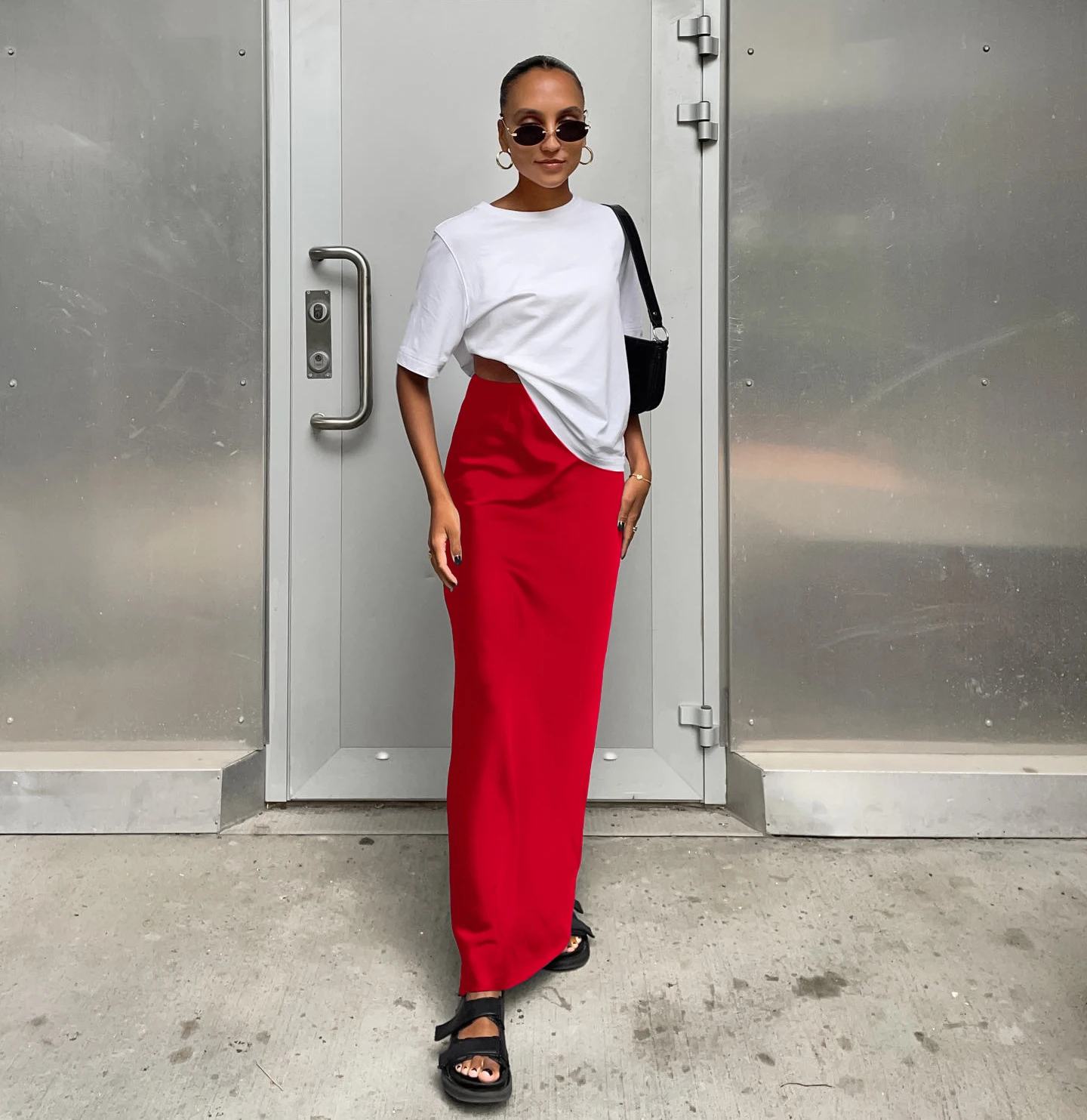 2024 Women Fashion Satin Skirt High Waist Midi Skirt Stylish Women High Street Versatile Chic Elegant Female Skirt