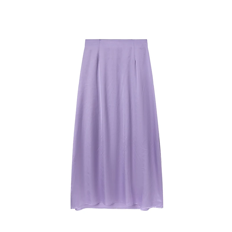 2024 Women Fashion Satin Skirt High Waist Midi Skirt Stylish Women High Street Versatile Chic Elegant Female Skirt