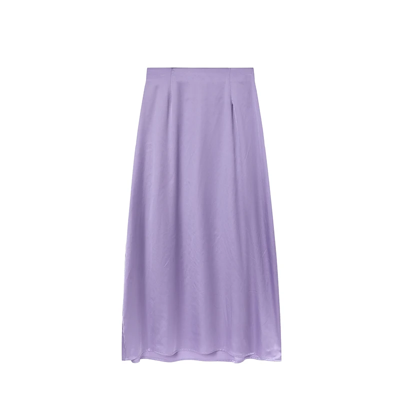 2024 Women Fashion Satin Skirt High Waist Midi Skirt Stylish Women High Street Versatile Chic Elegant Female Skirt