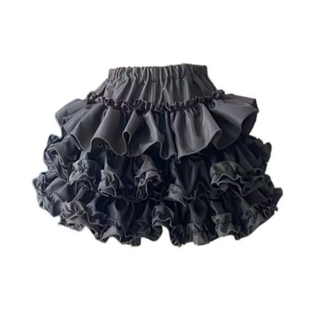 Princess Kawaii Sweet Mini Skirt Elastic High Waist Ballet-Style Tiered Skirt New White Casual Matching Girl's Short Cake Skirt