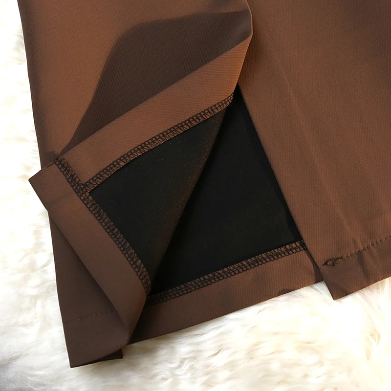 Fashion Elegant Formal Skirts Women Autumn New High Waist Drape Suit Long Brown Skirt Zipper Female