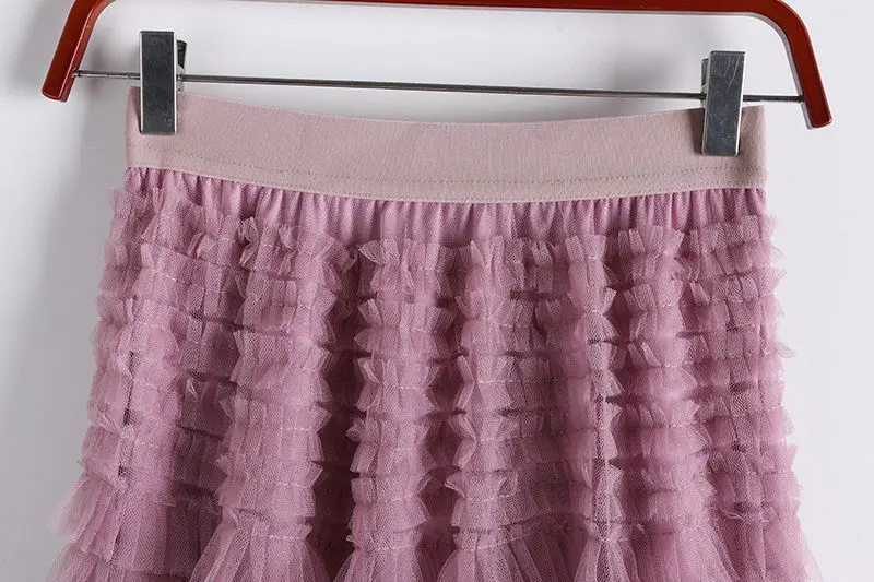 Chamliforve Women Tulle Mesh Skirt Elegant Elastic Waist Fairy Long A-line Tutu Skirt for Spring Summer Long Cake Skirt