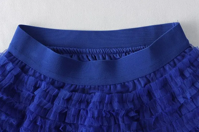 Chamliforve Women Tulle Mesh Skirt Elegant Elastic Waist Fairy Long A-line Tutu Skirt for Spring Summer Long Cake Skirt