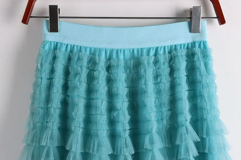 Chamliforve Women Tulle Mesh Skirt Elegant Elastic Waist Fairy Long A-line Tutu Skirt for Spring Summer Long Cake Skirt