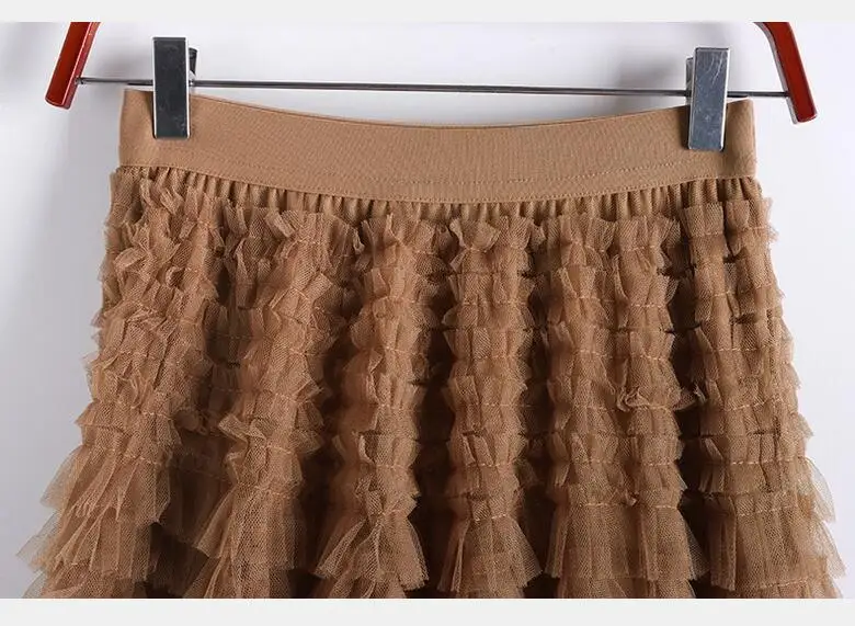 Chamliforve Women Tulle Mesh Skirt Elegant Elastic Waist Fairy Long A-line Tutu Skirt for Spring Summer Long Cake Skirt