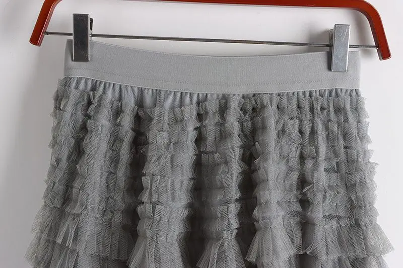 Chamliforve Women Tulle Mesh Skirt Elegant Elastic Waist Fairy Long A-line Tutu Skirt for Spring Summer Long Cake Skirt