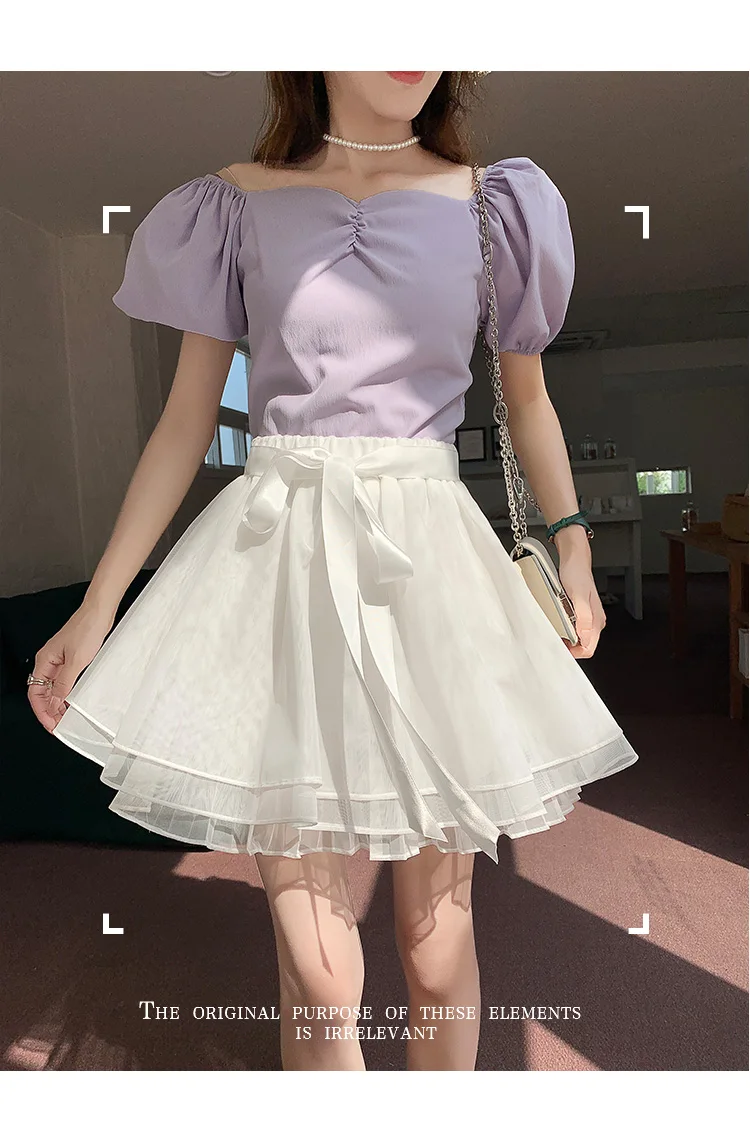 Korean Fashion Sweet Mini Skirts Women Lace Patchwork A-line Elastic High Waist Mesh Skirt with Shorts Faldas Ajustadas Dropship