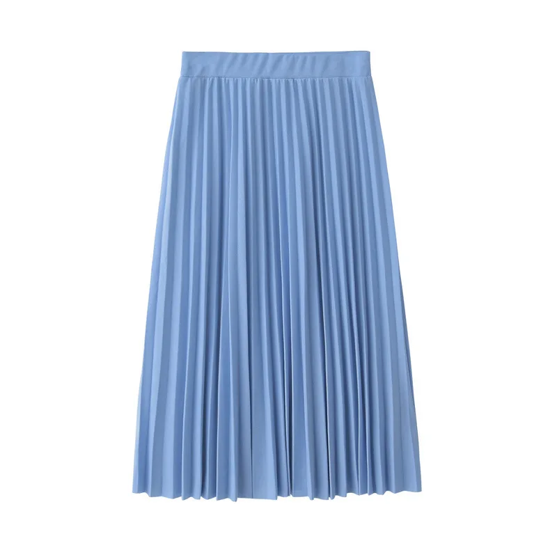 New Fashion Women's High Waist Pleated Solid Color Half Length Elastic Skirt Promotions Lady Black Pink