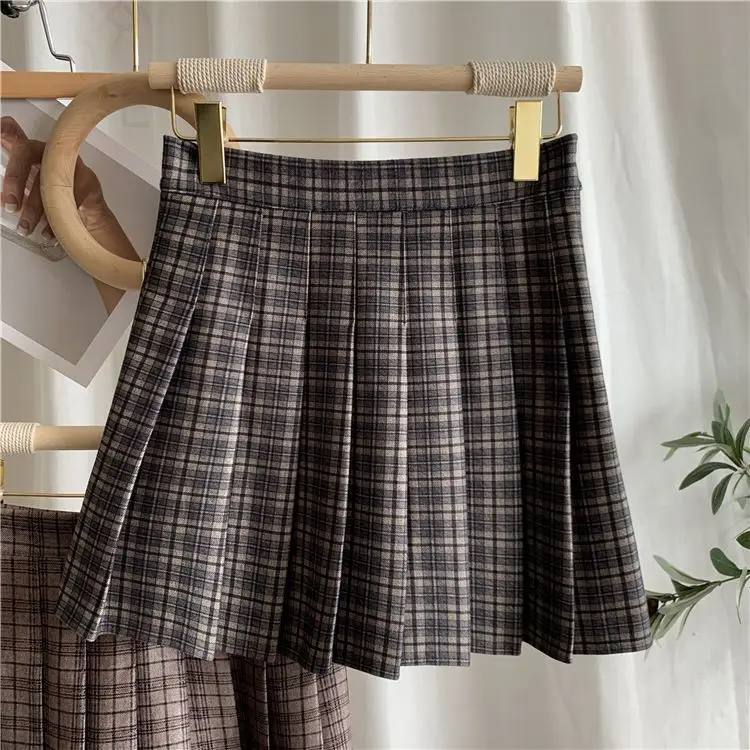 Women A-line Skirt Plaid Pleated Dress Plaid Short Skirt Y2k Vintage Vintage Streetwear Sweet Kawaii Harajuku Funky Sexy