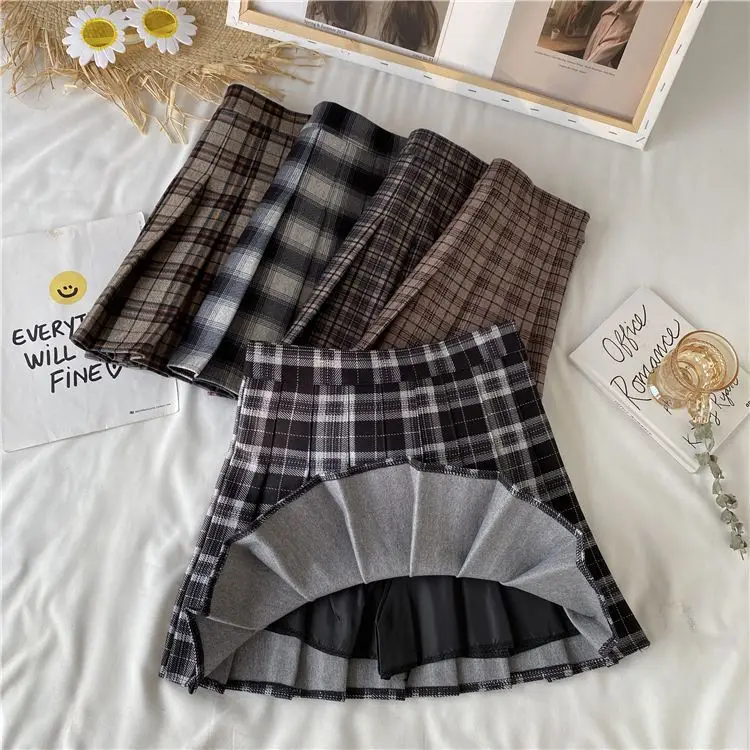 Women A-line Skirt Plaid Pleated Dress Plaid Short Skirt Y2k Vintage Vintage Streetwear Sweet Kawaii Harajuku Funky Sexy