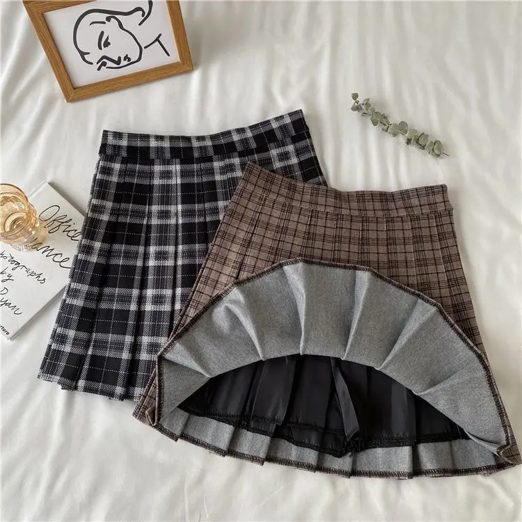 Women A-line Skirt Plaid Pleated Dress Plaid Short Skirt Y2k Vintage Vintage Streetwear Sweet Kawaii Harajuku Funky Sexy