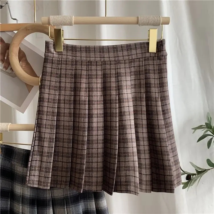 Women A-line Skirt Plaid Pleated Dress Plaid Short Skirt Y2k Vintage Vintage Streetwear Sweet Kawaii Harajuku Funky Sexy