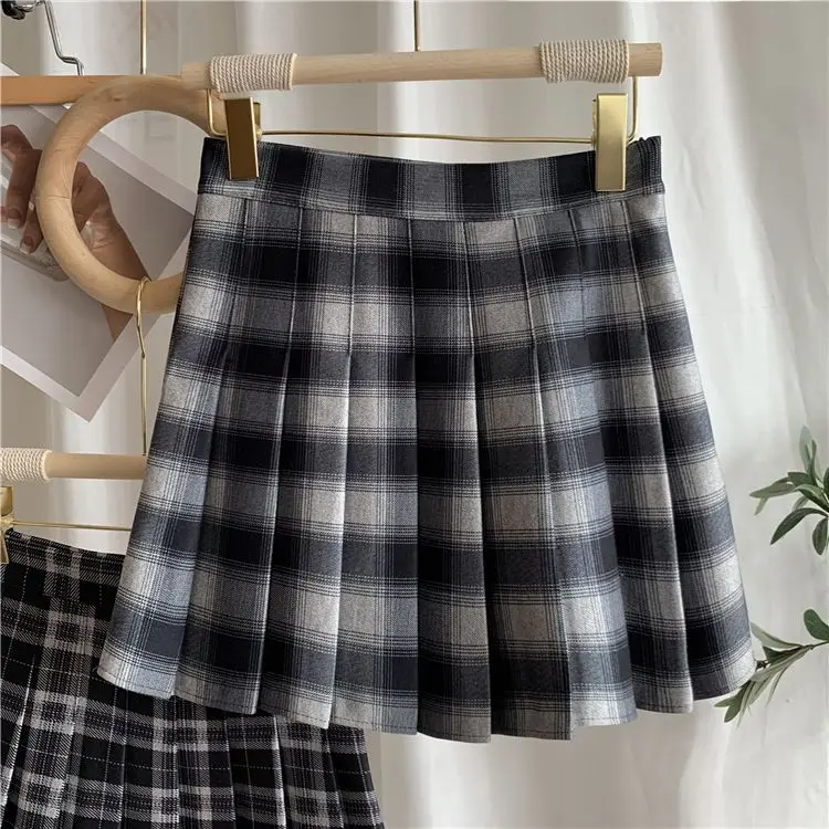 Women A-line Skirt Plaid Pleated Dress Plaid Short Skirt Y2k Vintage Vintage Streetwear Sweet Kawaii Harajuku Funky Sexy